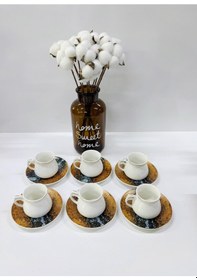 Resim Porselen Kahve Takımı 6 Kişilik Özel Tasarım Fincan Ve Tabaklar 90 Ml Beyaz 