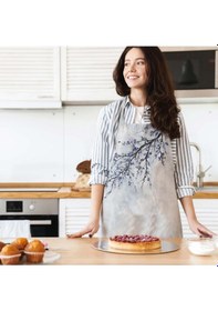 Resim Blue Mini Flowers Mutfak Önlüğü Keten Kumaş, Uluslararası Yıkama Ve Solmama Sertifikası Çok Renkli 