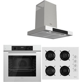 Resim Ferre White Plus Serisi QBL63CB - 2140B - D101 3lü Cam Ankastre Set 