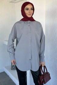 Resim Tesettür Klasik Tunik Gri TZL-P-00020575 
