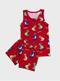 Resim elmas kids Erkek Çocuk %100 Pamuklu Kırmızı Dinozor Desenli Atlet Boxer Takımı 
