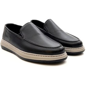 Resim Greyder 64696 Erkek Hakiki Deri Baskılı Lastikli Comfort Casual Ayakkabı Siyah 