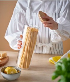 Resim Bambu Kapaklı Cam Saklama Kavanozu Hacim 1.8 Lt İkea Sızdırmaz Kapak Saklama Yükseklik 28 Cm 