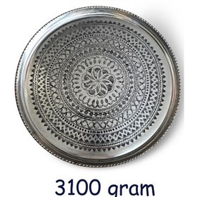 Resim 62 Cm El İşlemeli Otantik Desenli Kalın Urfa Bakır Tepsi - Kalaylı-tps455 Antik Bakır 