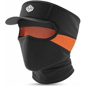 Resim Hombey Summer Bicycle Icesilk Headgear With Visor - Sun Protection, Breathable, Sweat-absorbent, Unisex, Black-orange 