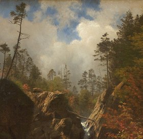 Resim Glen Ellis Falls by Albert Bierstadt: 3D Textured Print - "55"x"74" in/140x188 cm / As Roll (Canvas) 