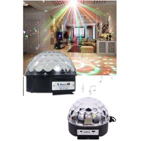 Resim Küre Disko Topu Müzik Çalar Renkli Lazer Işıklı Bluetooth Disko Parti Işığı Kumandalı 