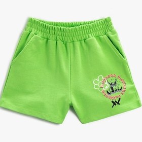 Resim Koton Beli Lastikli Şort Cepli Baskılı Pamuklu Yeşil 2skg40235ak Yeşil 