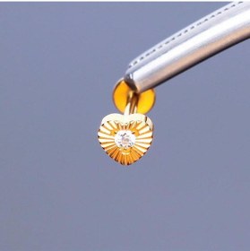 Resim %100 G23 Titanyum Zirkon Tek Taşlı Kalp Detay Pırlanta Model Kıkırdak Conch Tragus Labret Piercing Bakır 