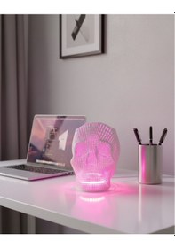 Resim Kuru Kafa Kalemlik Neon Led 3d Baskı 12x13cm Işık Rengini Soru-cevap Bölümünden Belirtiniz Beyaz 