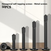 Resim 50 adet 410 Paslanmaz Çelik Altıgen Başlı Kendinden Vidalı Vidalar - M5.5x8mm, Korozyona Karşı Koruyucu Kaplama, Sağ El Dişli, Tam Diş Kaplama, Endüstriyel ve Bilimsel Kullanım için Metal Plaka Vidaları, Metal için Vidalar, Sağlam Vida Tasarımı, Korozyona Dayanıklı Vidalar 