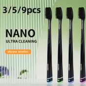 Resim 3/5/9 adet NANO Ultra Temizlik Silikon Kıllı Diş Fırçaları, Kauçuk Ergonomik Saplı - Yumuşak, Tam Başlı, Alkol İçermez, Yetişkinler İçin Uygundur 