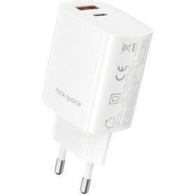 Resim Rock Space 30w Pd/usb-a Hızlı Şarj Cihazı Beyaz 