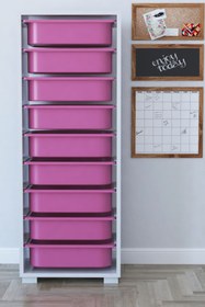 Resim Remaks 9 Sepetli Oyuncak Dolabı Çok Amaçlı Dolap - Pembe 