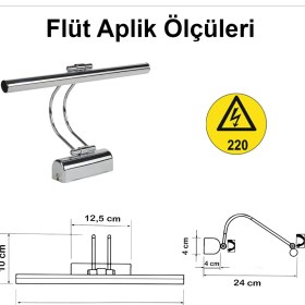 Resim Goes Flüt LED Aplik 50 cm 6500K Beyaz Işık | Modern Duvar Aydınlatma | Enerji Tasarruflu Banyo, Tablo ve Çalışma Masası Lambası 