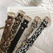 Resim Kadınlar İçin Punk Sokak Stili Kare Tokalı Kemer - Leopar Desenli & Yılan Hafif Bej Renk Ayarlanabilir Kot Kemer, Günlük Kullanım ve Partiler için Altın Tonlu Donanım Moda Aksesuarı, Dokulu Kayış Tasarım 