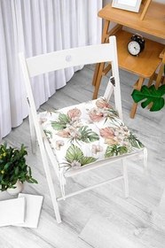Resim RealHomes Tropik Yaprak Motifli Dijital Baskılı Modern Pofidik Sandalye Minderi, Pofi-10000 