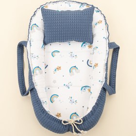 Resim Babynest ve Yastık - Çift Taraflı - İndigo Havuz - Mavi Gökkuşağı 
