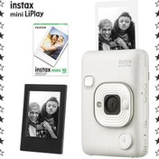 Resim Instax Mini LiPlay Hybrid Misty White Fotoğraf Makinesi - 10'lu Mini Film ve Çerçeve Hediye Seti Fujifilm