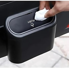 Resim Yenibağ Figiza Siyah Portatif Araç İçi Çöp Kovası Kapaklı Taşınabilir Ofis Çöp Kutusu 