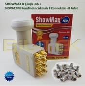 Resim Showmax 8 Çıkışlı Gold Uçlu Lnb+ 8 Adet Novacom Özel F Konnektör 