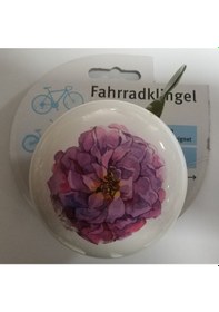 Resim Bisiklet Hollanda Tarzı Büyük Çiçek Desenli Ding Dong Zil Beyaz 