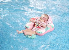 Resim Mambobaby Yüzme Simidi - Pembe Flamingo, Emniyetli, Gölgelikli ve Ayak Destekli 