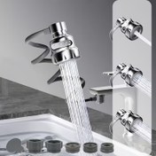 Resim 1 Adet Üç Püskürtme Modlu Çok Fonksiyonlu Musluk Uzatıcı, Mutfak ve Banyo için Uygun, Elektrik Gerektirmez, Evrensel Tip 
