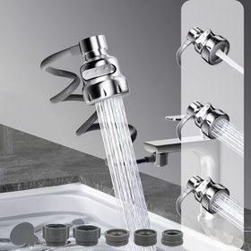 Resim 1 Adet Üç Püskürtme Modlu Çok Fonksiyonlu Musluk Uzatıcı, Mutfak ve Banyo için Uygun, Elektrik Gerektirmez, Evrensel Tip 