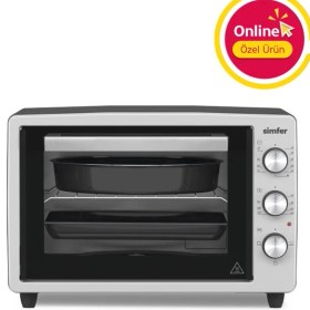 Resim Simfer 3426 İnox Gri 34 LT Statik Mini/Midi Fırın - 4 Fonksiyon, Programlanabilir Pişirme & Isı Kontrol 