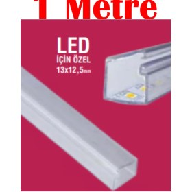 Resim YTE 13 X12,5 mm Şeffaf Kapaklı Yapışkan Bantlı Kablo Kanalı 1mt LED İçin Aksesuar 