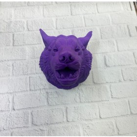 Resim Dekoratif Mor Kurt Duvar Heykeli Asılabilir Hediyelik 25x19 Cm 