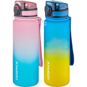 Resim Uzspace 2'li Tritan Matara Seti 500 Ml Çift Renk Softtouch Ff Collection Tritan Su Matarası Pembe Yeşil - Sarı Lacivert 