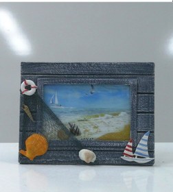 Resim Ahşap Gemi Ağ Kabuk Süslemeli Yatay Dekoratif Resim Çerçeve 21X17 