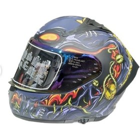 Resim Mts Pro 801 Zombi Kask Mat Mavi - Turuncu 