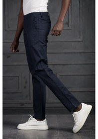 Resim Perpant Slimfit Küçük Armürlü Yazlık Pamuklu Gabardin Pantolon Lacivert 