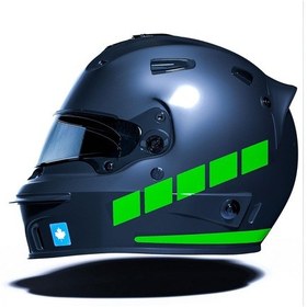 Resim Şerit Tasarımlı Orman Yeşili Motosiklet Kask Sticker Çınar Extreme 
