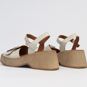 Resim Pierre Cardin ® | PC-7209- 3807 Bej-Kadın Dolgu Topuk Sandalet Ayakkabı 