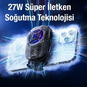 Resim Misda Store 27W Super Akıllı Kasırga Telefon Soğutucu Dijital Göstergeli Akıllı Isı Yalıtım Soğutma Fanı Radyatör 