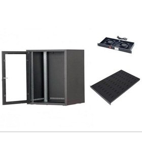 Resim Setrack 19'' 7u 600x600 Cm Duvar Tipi Rack Kabinet+ Sabit Raf+2li Fan Modülü 