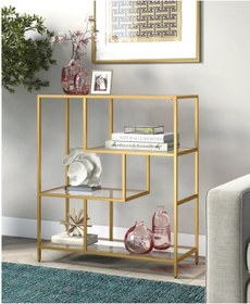 Resim tino furniture Daniel Gold Metal Cam Raflı Konsol Dresuar 