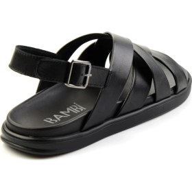 Resim Bambi Siyah Leather Erkek Sandalet E05863955543 