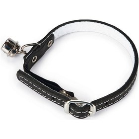Resim Beeztees Kedi Boyun Tasması, Deri, Zilli, Siyah, 24-29cm 