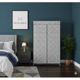 Resim Missidea Ekose Desenli Metal İskeletli Portatif Bez Dolap Karışık 