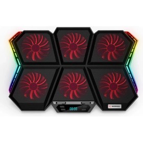 Resim Rampage AD-RX44 X-GALE 6 Fanlı 12 RGB Işık Modlu 7 Kademe Standlı LCD Göstergeli Notebook Soğutucu 