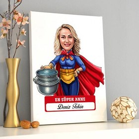 Resim En Süper Anne Karikatürlü Kanvas Tablo 