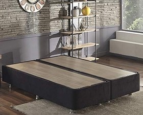 Resim Niron Yatak Ela Baza -160x200 cm Çift Kişilik Sandıklı Siyah Kumaş Baza Silinebilir Soho Kumaş 