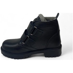 Resim Tekiner Hakiki Deri Kürklü Erkek Çocuk Botu Ortopedik Siyah 
