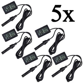 Resim 5 Adet Problu Termometre Sıcaklık Saati Nem Ölçer Thr151-5 