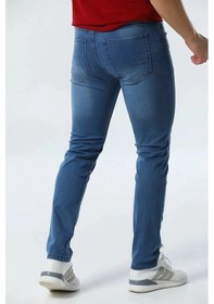 Resim Erkek Mavi Slim Fit Likralı Esnek Jean Kot Pantolon Mavi 